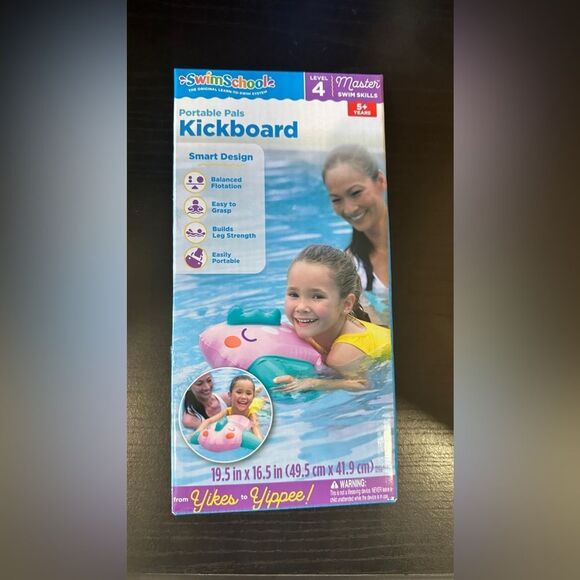 SwimSchool - Inflatable Pink Fish Pool Float, Kids Swimming Kickboard, Ages 5+ - Picture 6 of 7